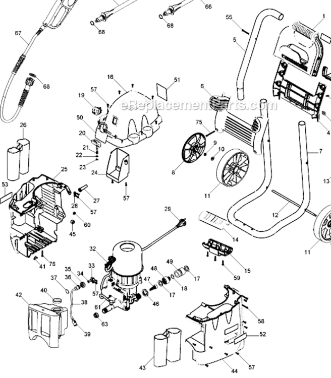Page A Diagram and Parts List for PW1750-B2 Type 1 Porter Cable Pressure Washer